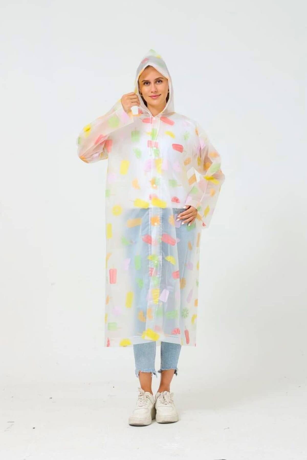 Women's Multicolor Polyester Long Waterproof Raincoat Stylish Rainwear