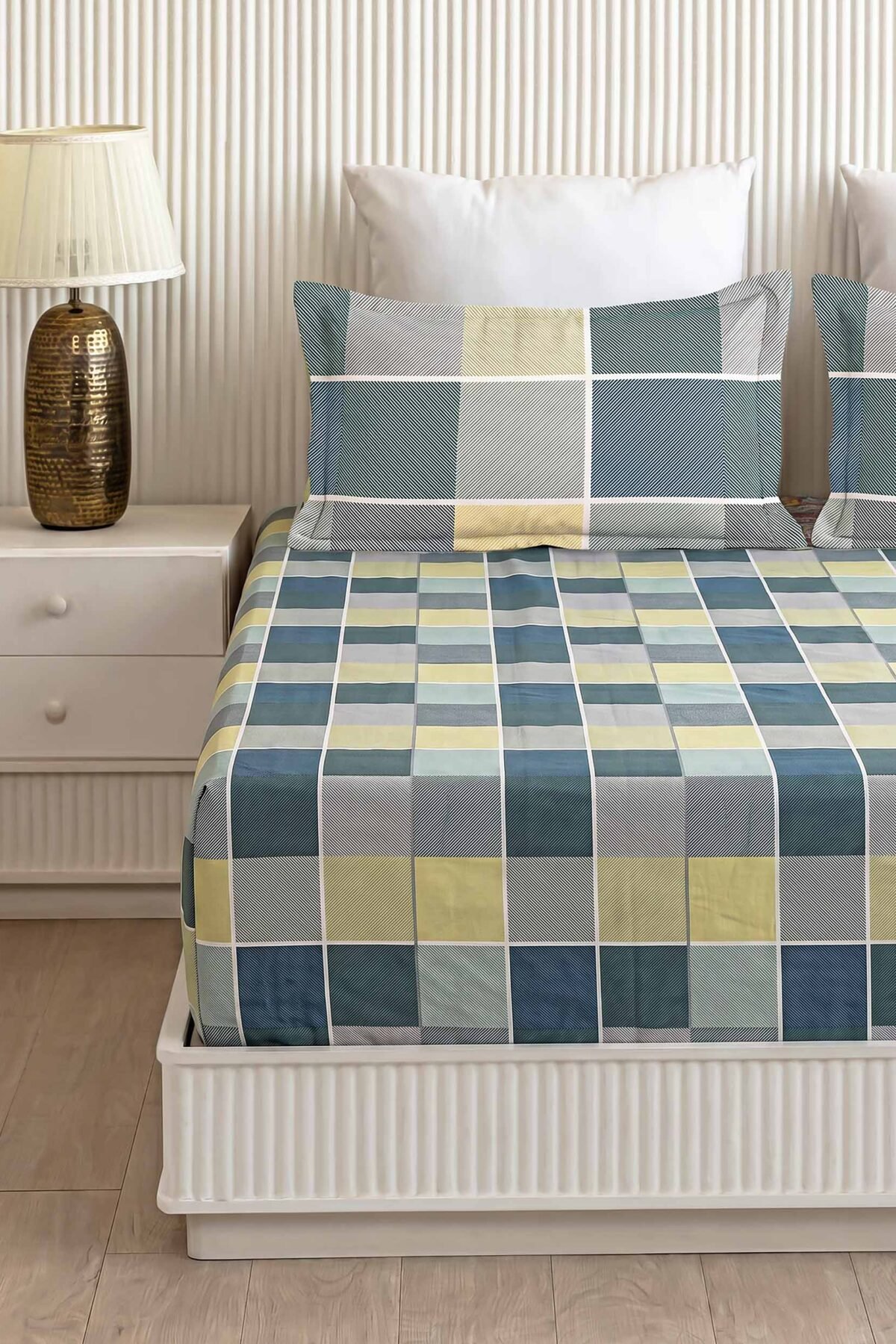 Ananta Square Block King Size Pure Cotton Bedsheet