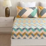 Mayura Pastel Block King Size Pure Cotton Bedsheet