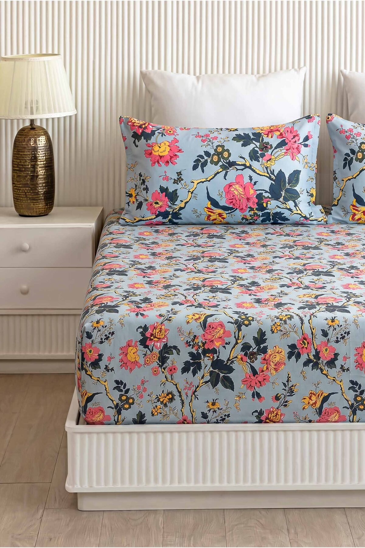 Mandakini Sky Vine King Size Pure Cotton Bedsheet