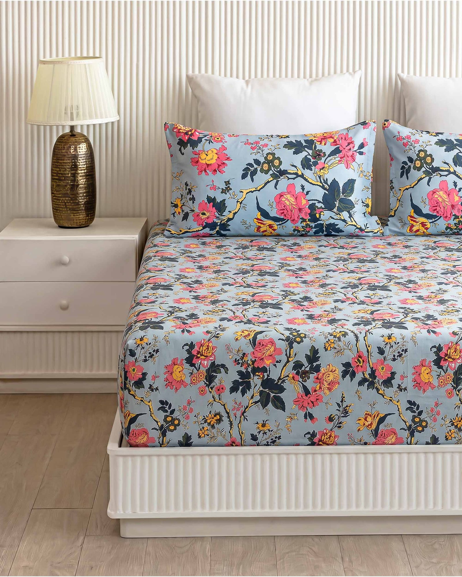 Mandakini Sky Vine King Size Pure Cotton Bedsheet