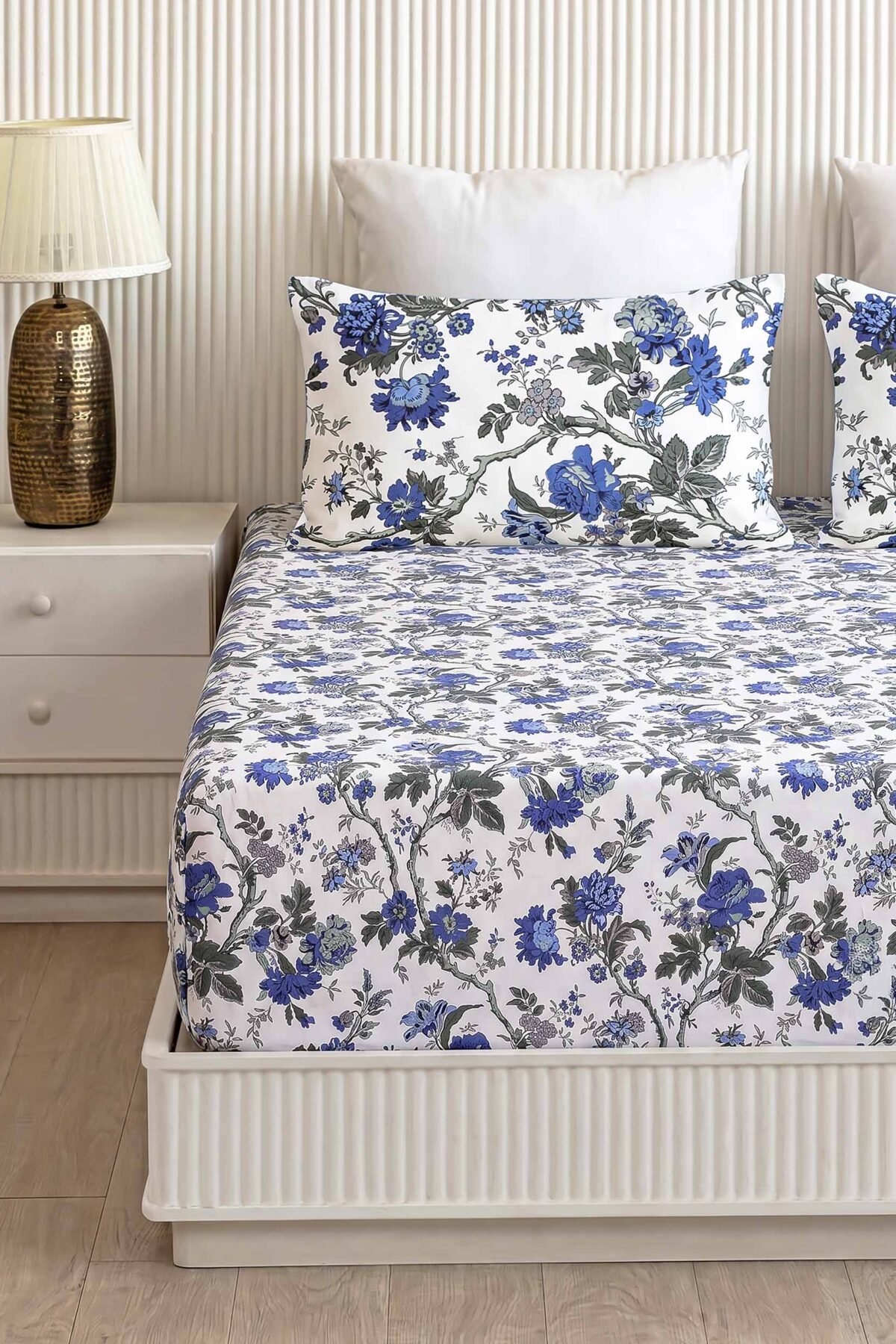 Narayani Sacred Blue King Size Pure Cotton Bedsheet
