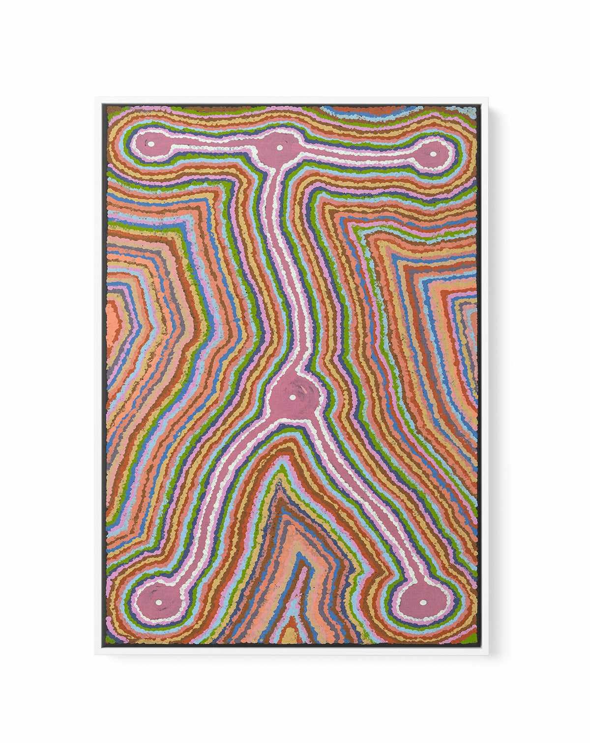 Lukarrara Jukurrpa II (Desert Fringe-rush Seed Dreaming) by Valentine Nakamarra White | Framed Canvas Art Print