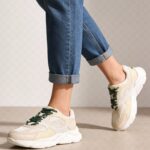 Fast Wear Beige Mesh Detailed Lace-Up Sneakers