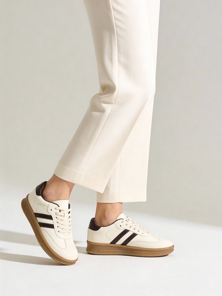 Fast Wear Off-White Lace-Up Textured Sneakers