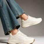 Fast Wear White Mesh-Detailed Lace-Up Sneakers