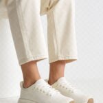 Fast Wear White Knit-Textured Lace-Up Sneakers