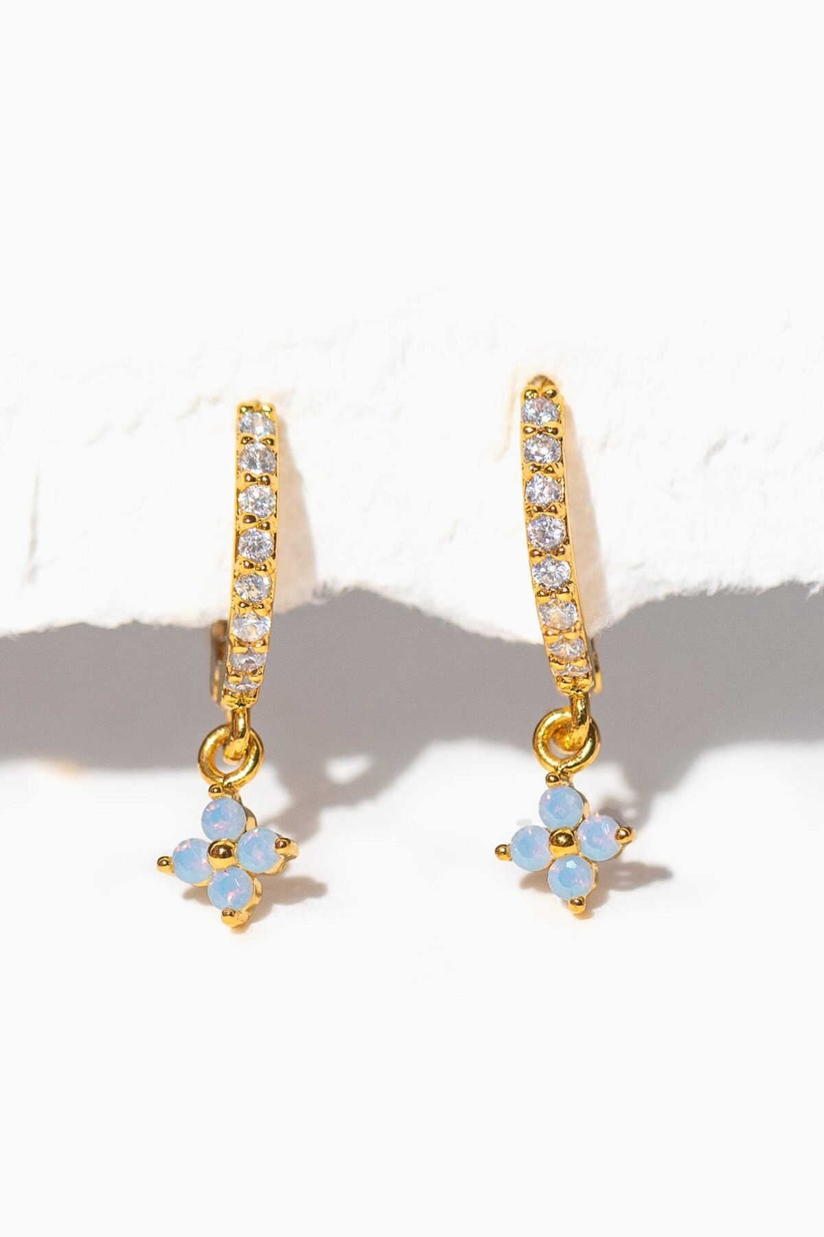 Blue Blossom Love Dangle Hoops