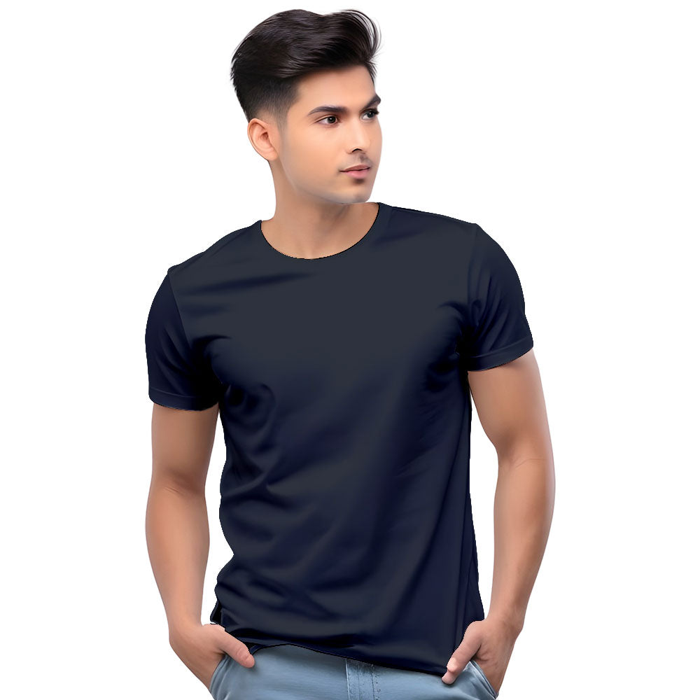 Navy Blue Men?s Plain Cotton T-Shirt