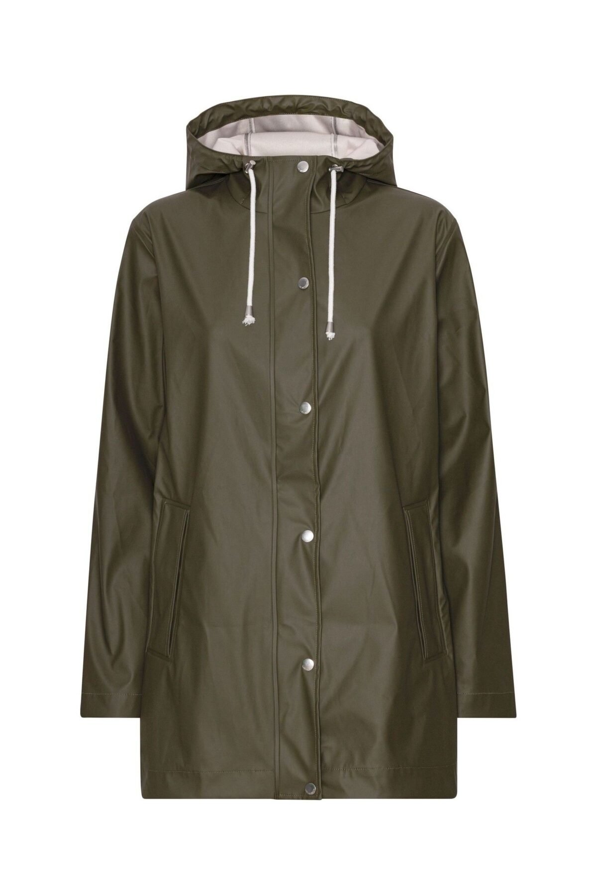 Green Straight Fit Waterproof Rain Jacket Durable Outdoor Rain Protection