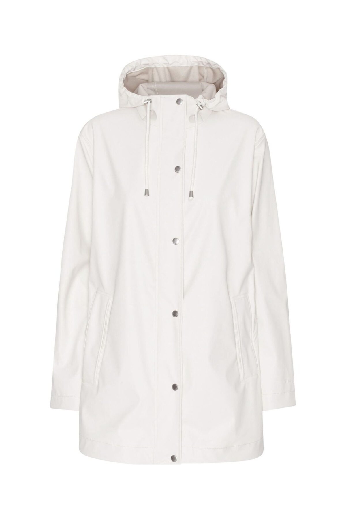 White Straight Fit Waterproof Rain Jacket Stylish Outdoor Protection