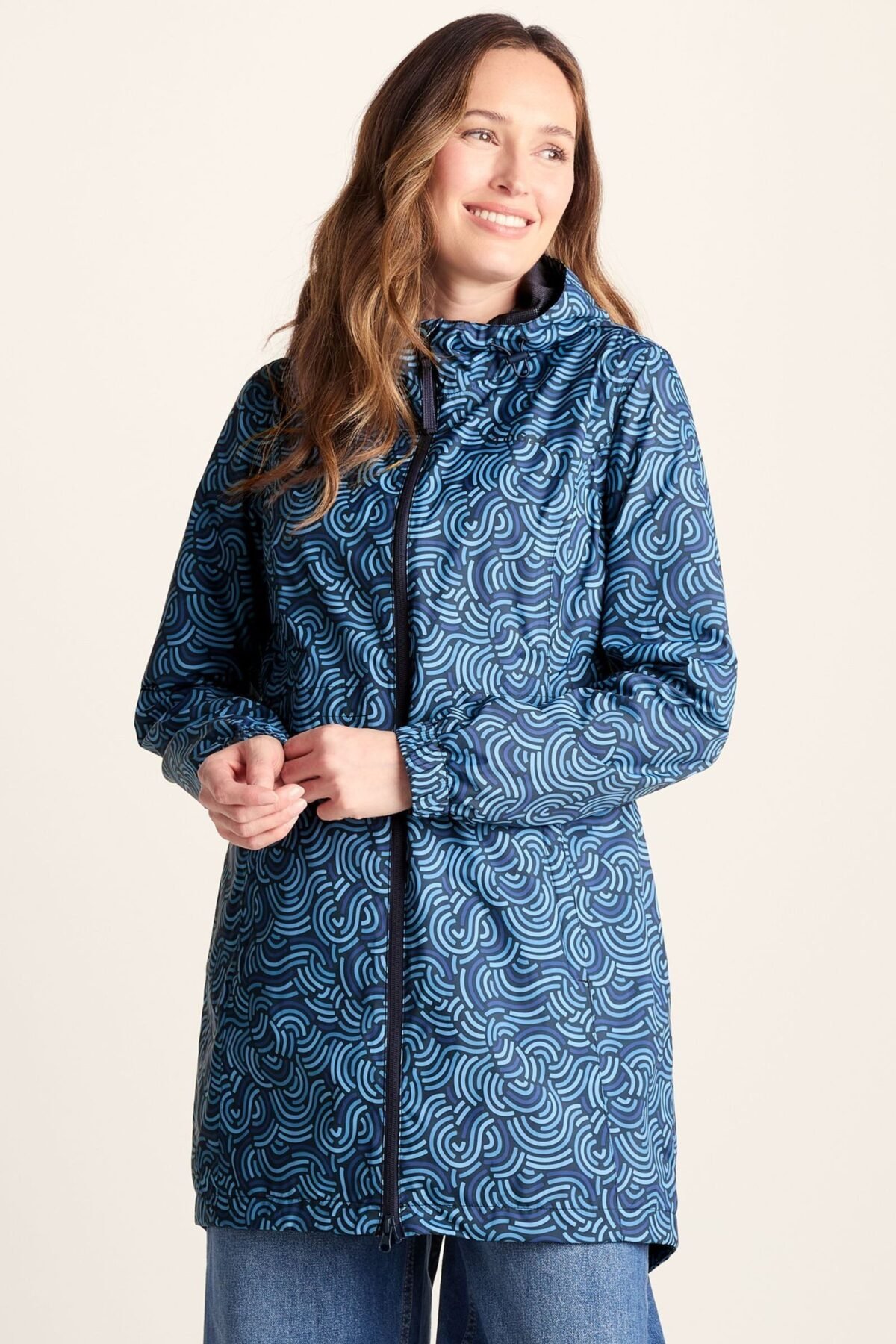 Women's Navy Waterproof Packable Rain Jacket Travel Ready Rainwear