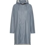 Women's Grey Blue Loose Fit Waterproof A Line Raincoat Stylish Rainwear