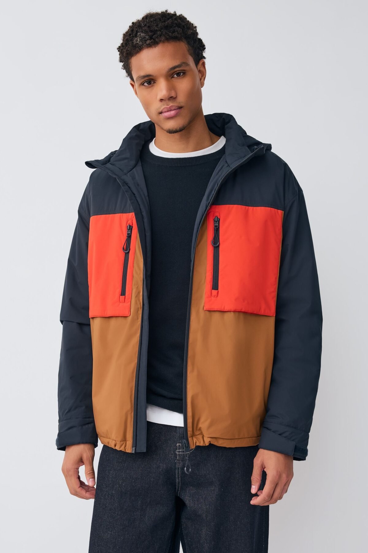 Multicolor Shower Resistant Padded Jacket for Men Outdoor Comfort