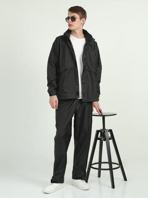 Premium Black Waterproof Raincoat for Men Heavy Duty Rain Protection