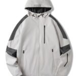 Men's Hooded White Waterproof Rain Jacket Lightweight All Weather Protection