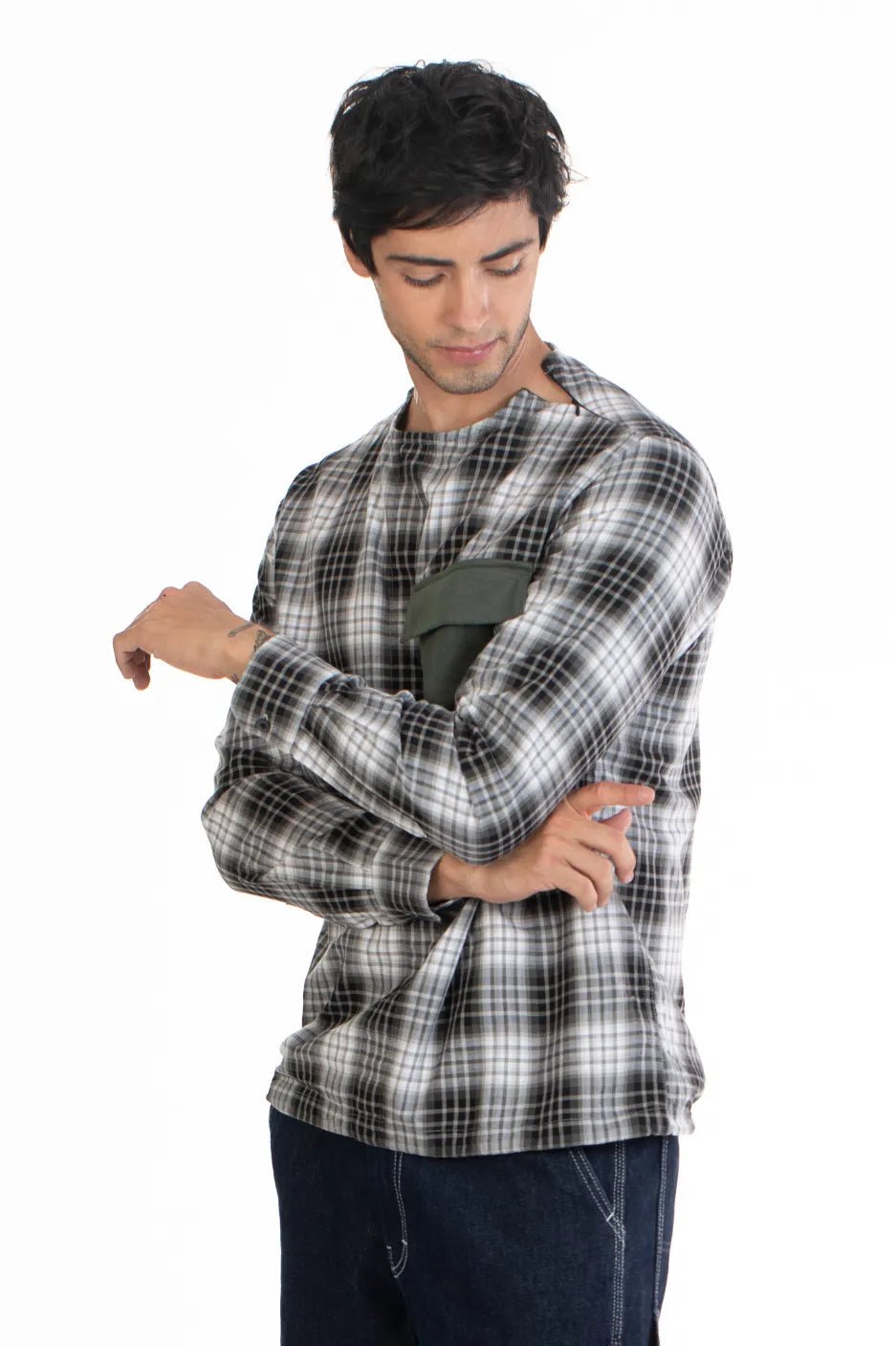 Men Black Adjustable Cord Shirt | Nightfall