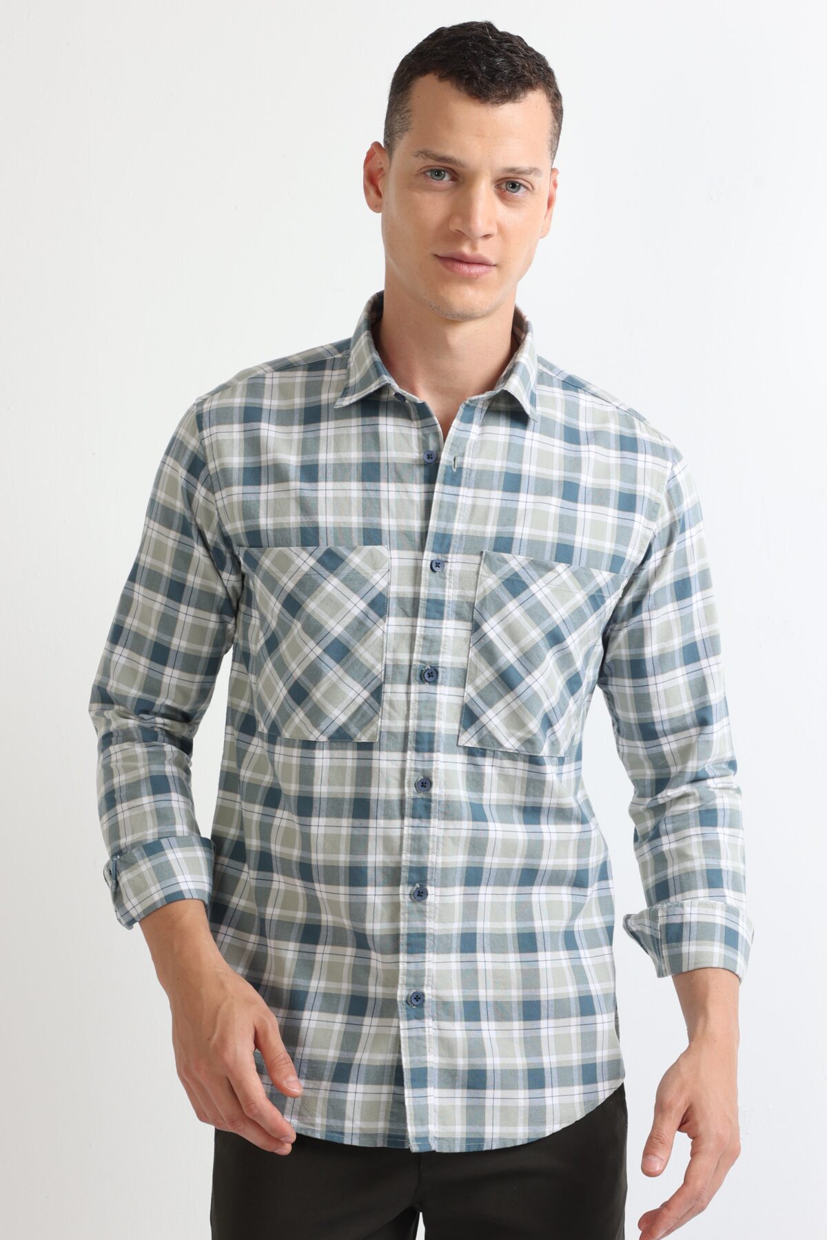 Men Navy Gingham Check Shirt | Storm Tide