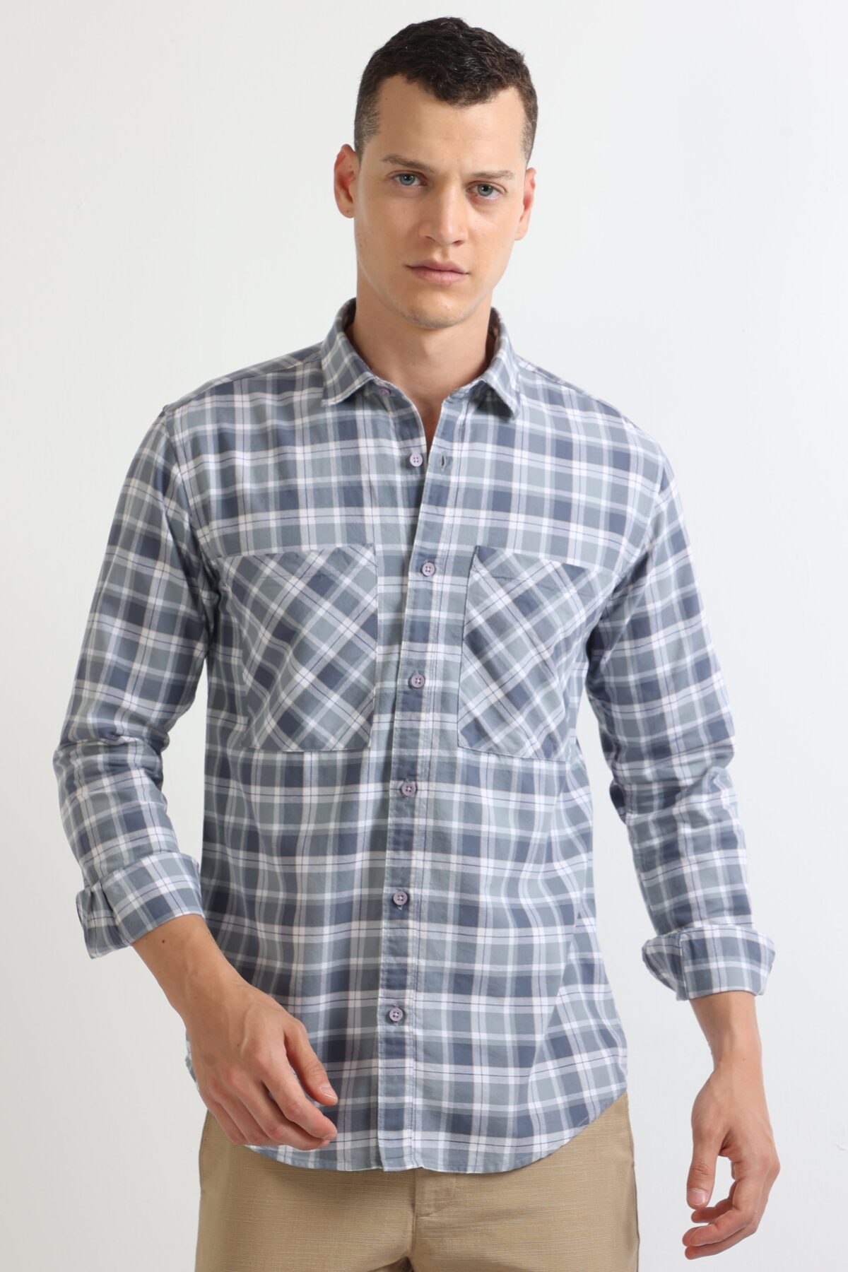 Men Olive Checkerboard Shirt | Valley Green