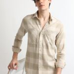 Men Stylish Beige Check Shirt | Driftwood