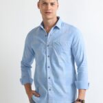 Men Contemporary Flannel Shirt | Sapphire Blue