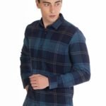 Men Deep Blue Luxe Check Shirt | Midnight Lagoon