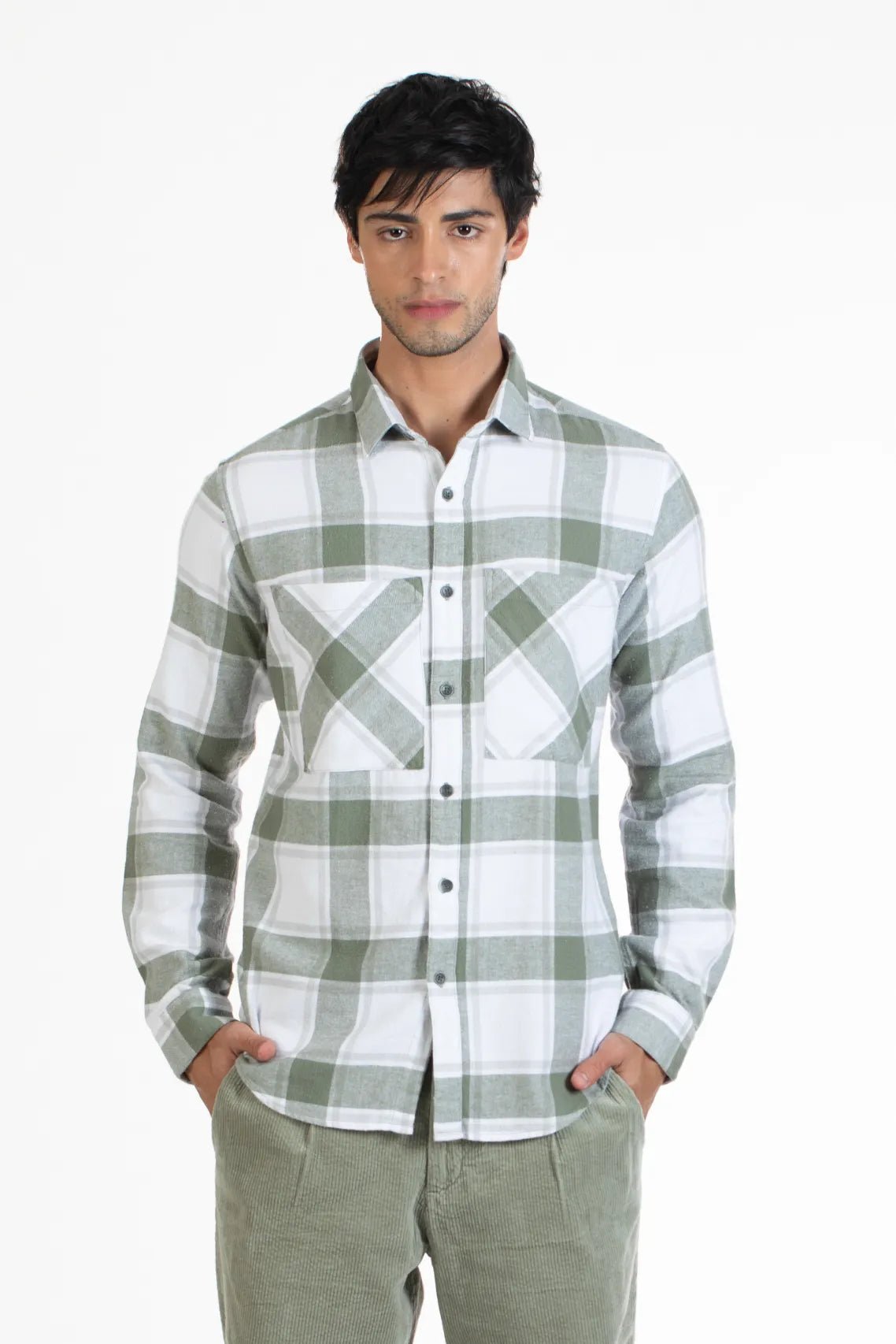 Men Luxe Flannel Shirt | Black & Frost