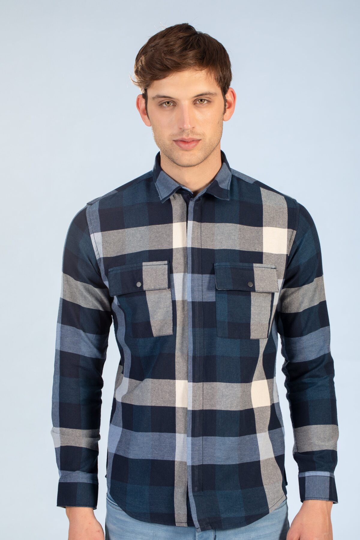 Men Blue Half Sleeve Raglan Shirt | Azure Drift