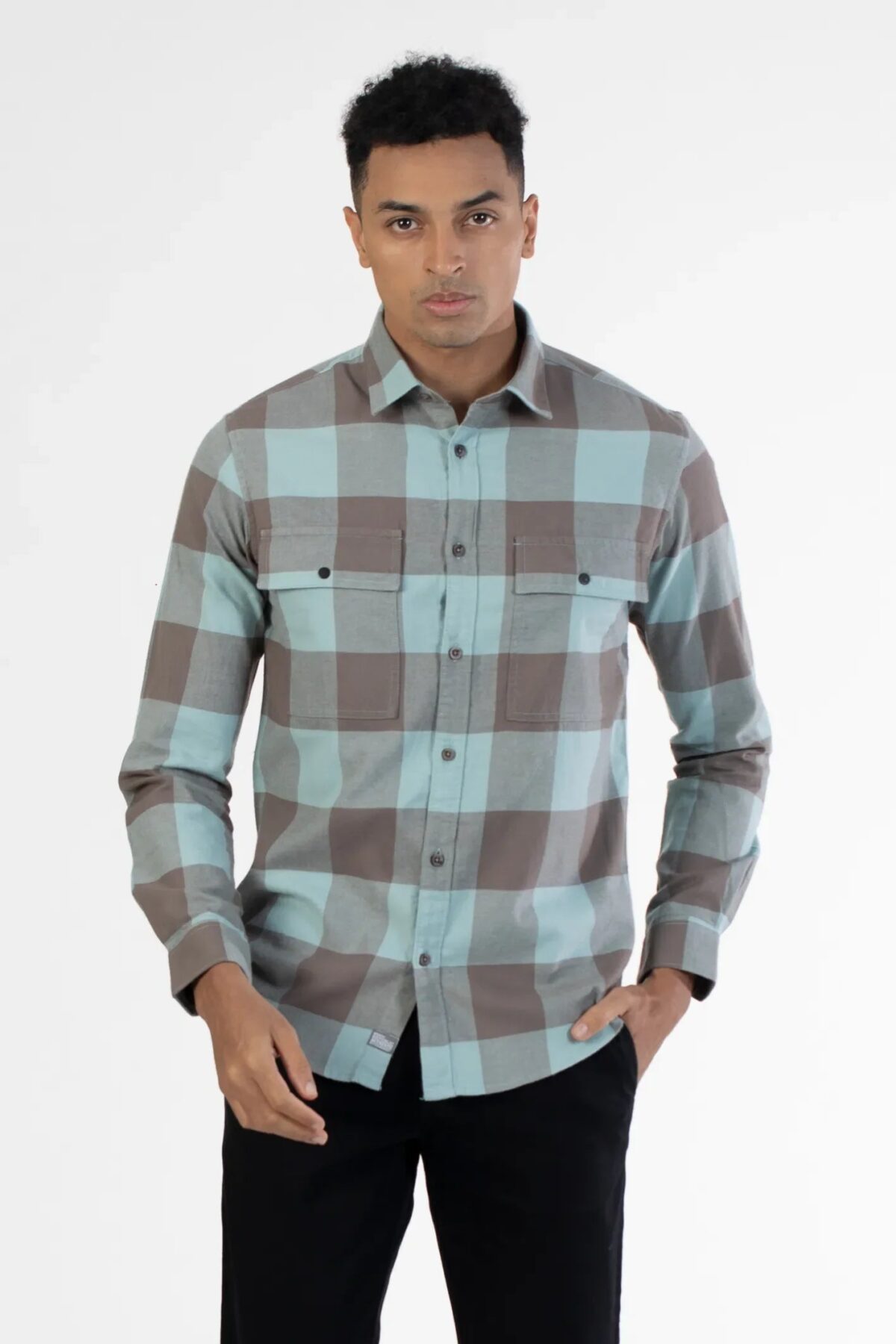 Men Grey Plaid Smart Shirt | Arctic Stone