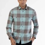 Men Grey Plaid Smart Shirt | Arctic Stone