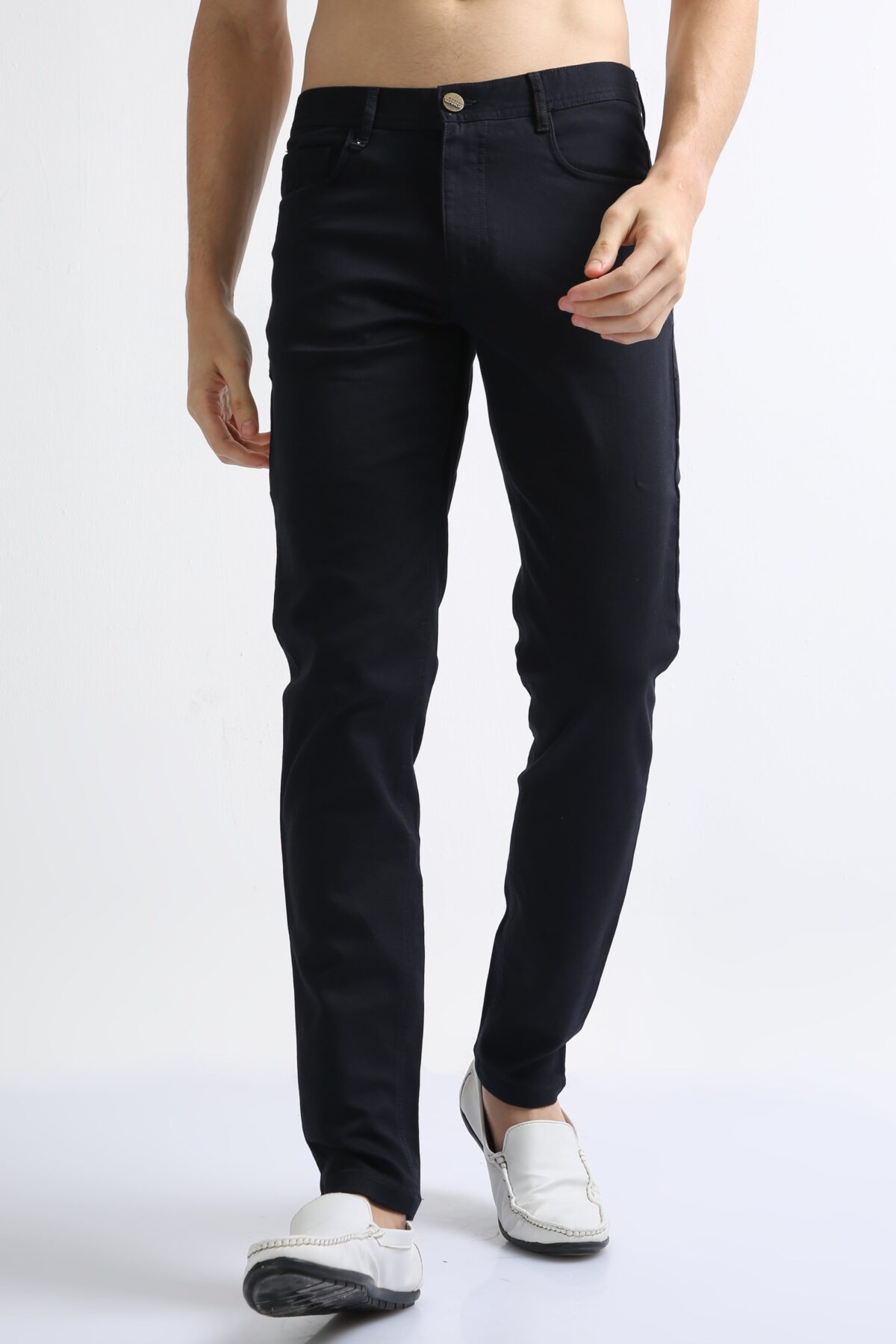 Men Stretchable Cotton Casual Trousers | Navy