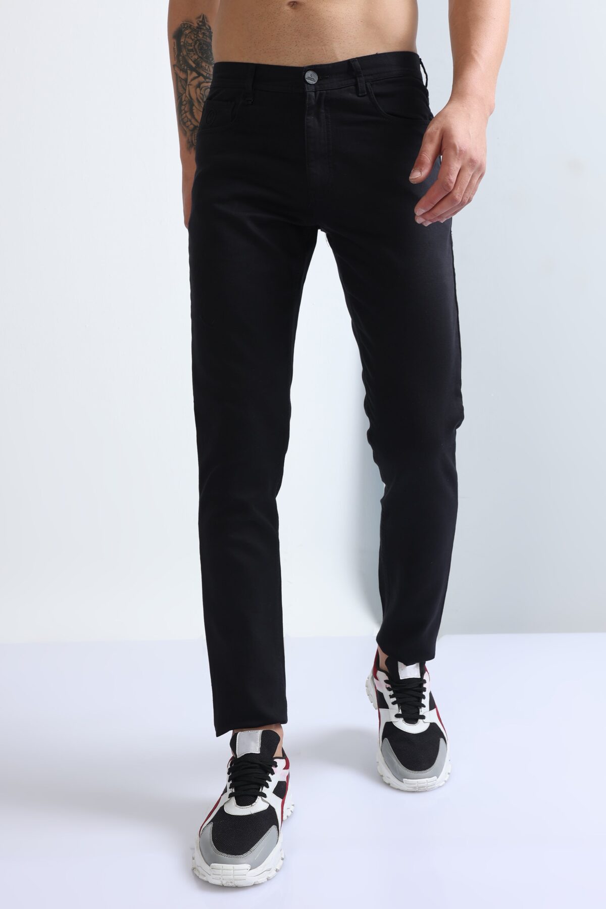 Men Stretchable Cotton Casual Trousers | Black