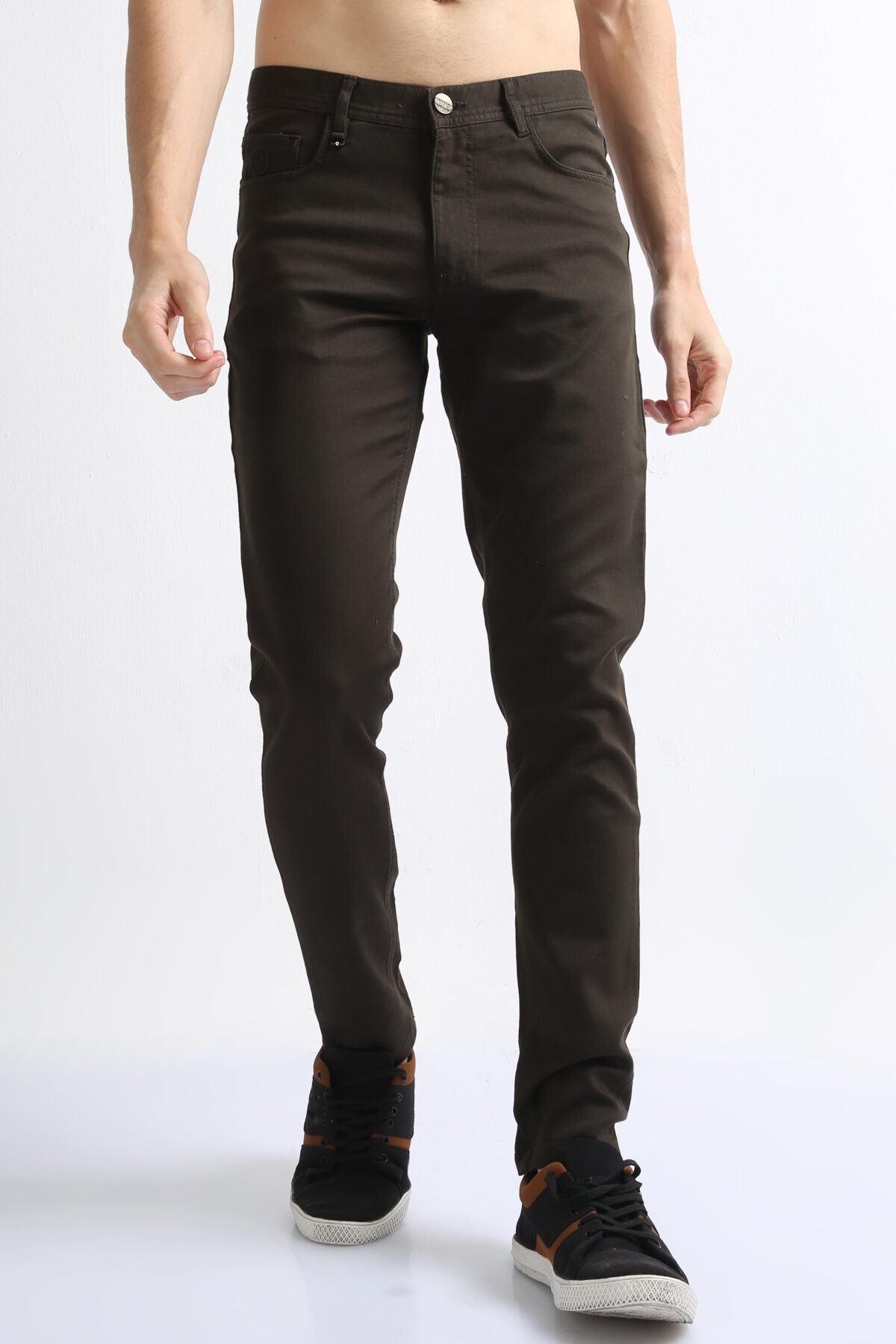 Men Stretchable Cotton Casual Trousers | Coffee Brown
