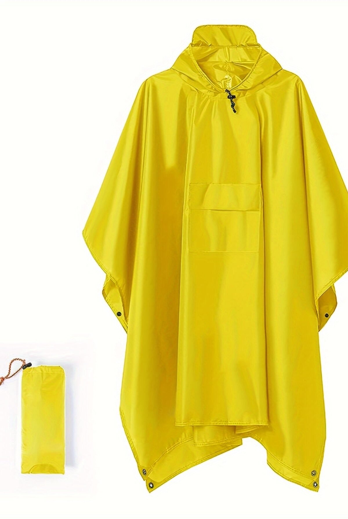 Yellow Hooded Waterproof Rain Poncho for Men Outdoor Adventure Rainwear