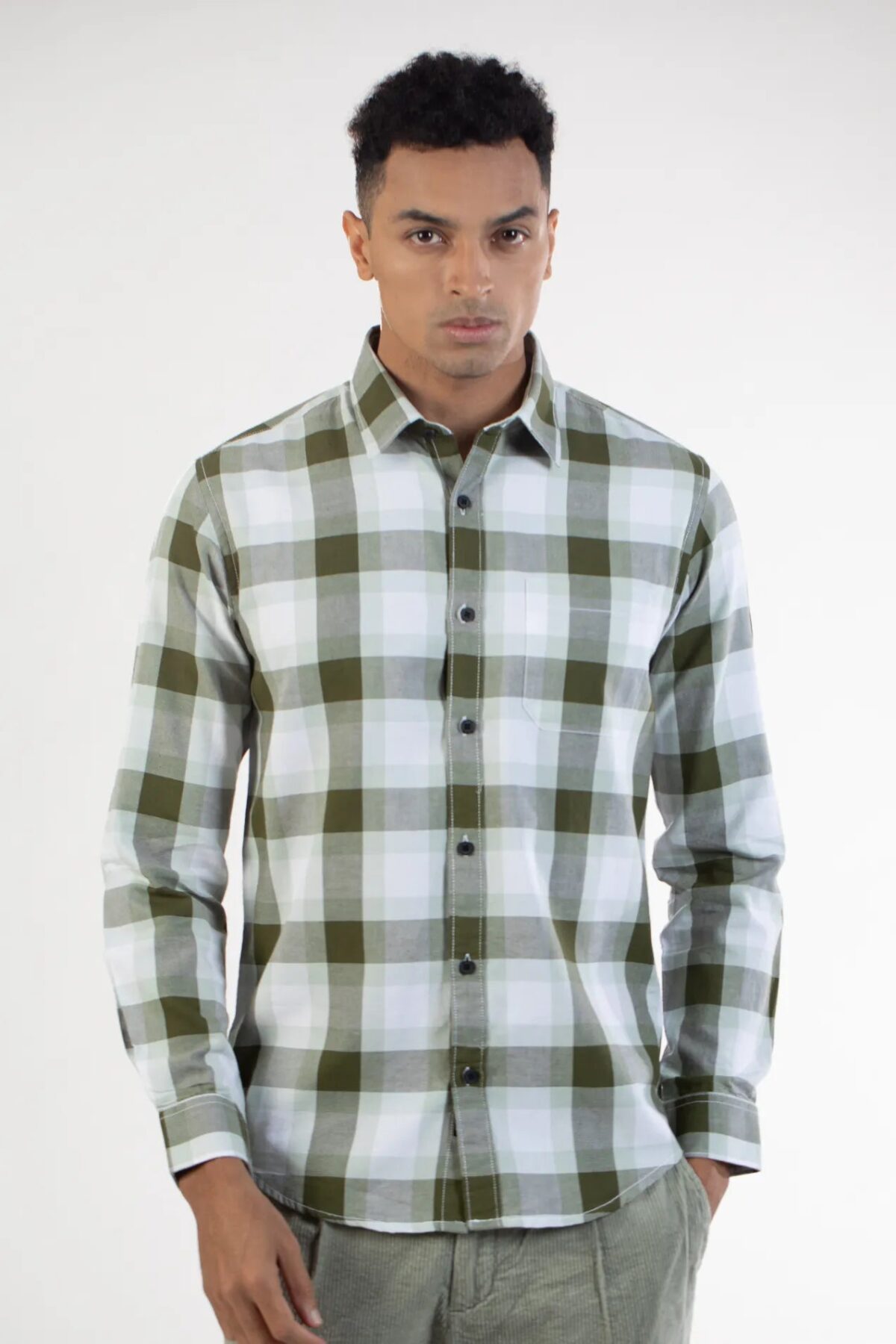 Men Emerald Flannel  Shirt | Verdant Green
