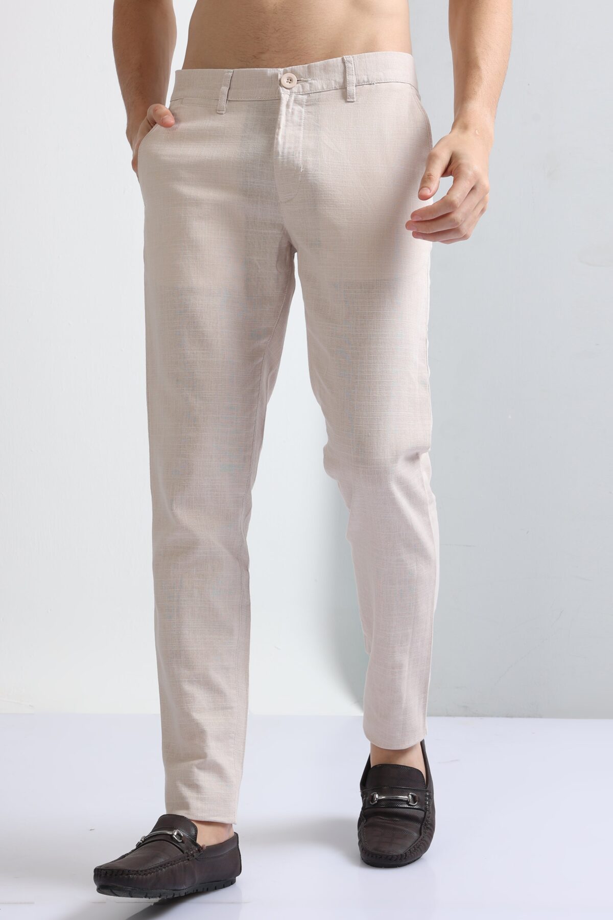 Men Premium Cotton-Linen Blend Pants | Peach