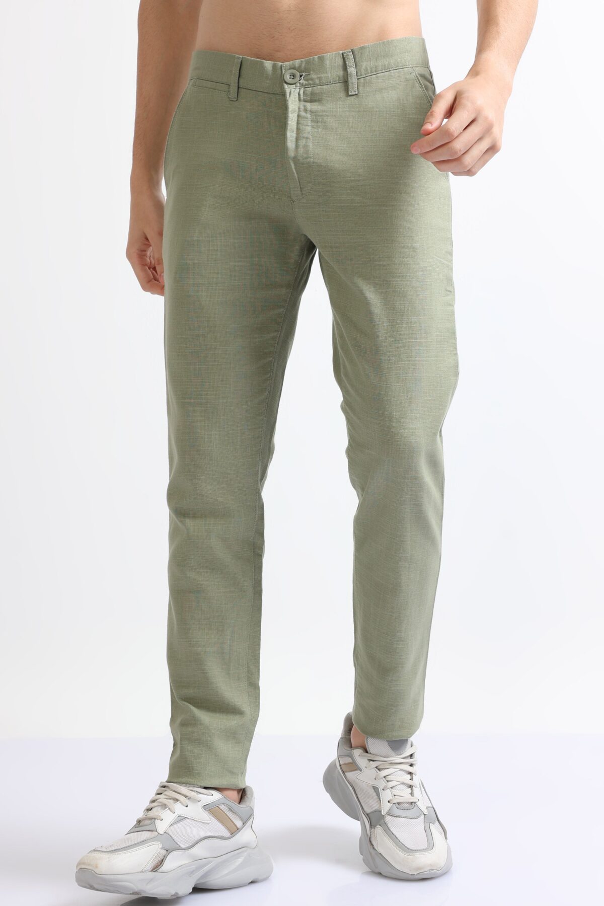 Men Premium Cotton-Linen Blend Pants | Olive
