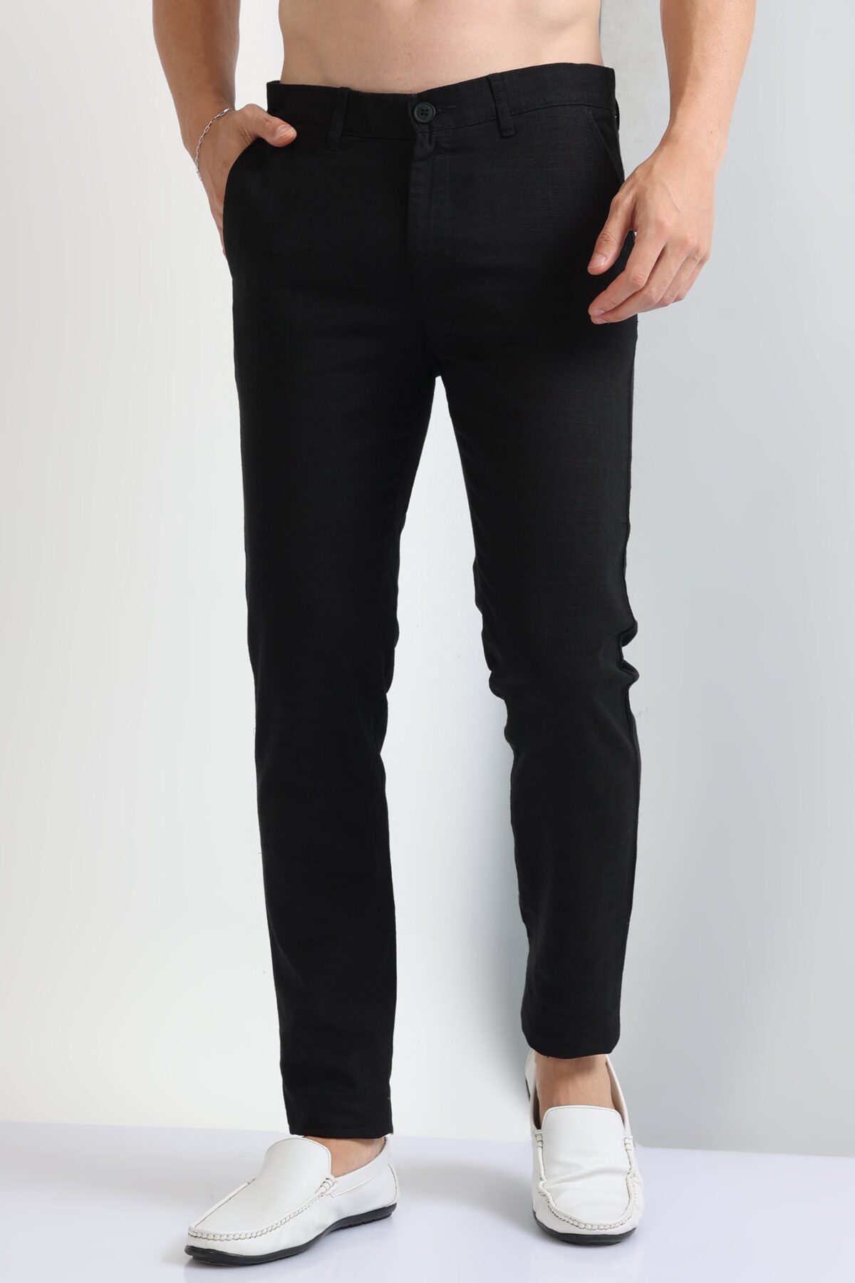 Men Premium Cotton-Linen Blend Pants | Black