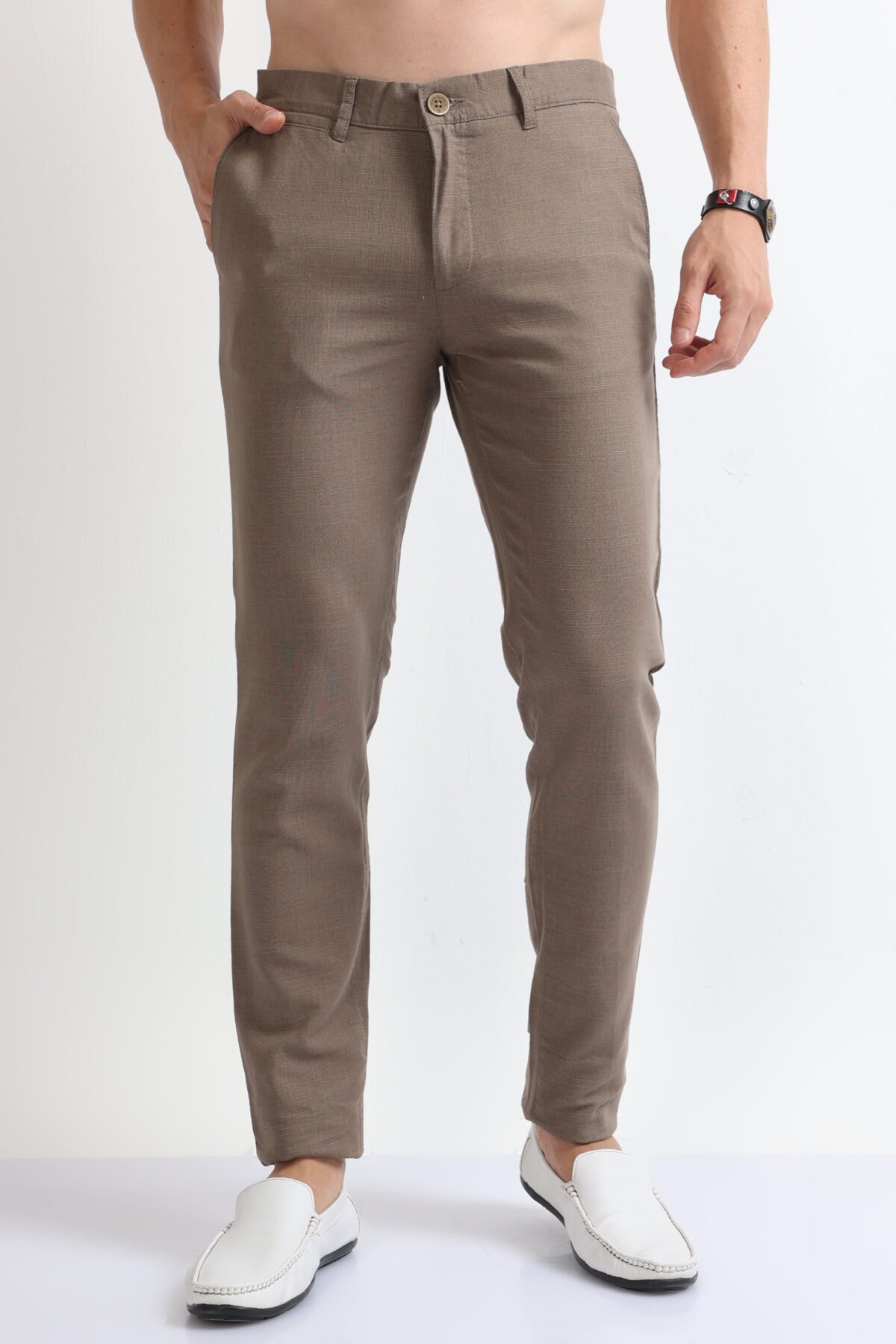 Men Premium Cotton-Linen Blend Pants | Light Brown