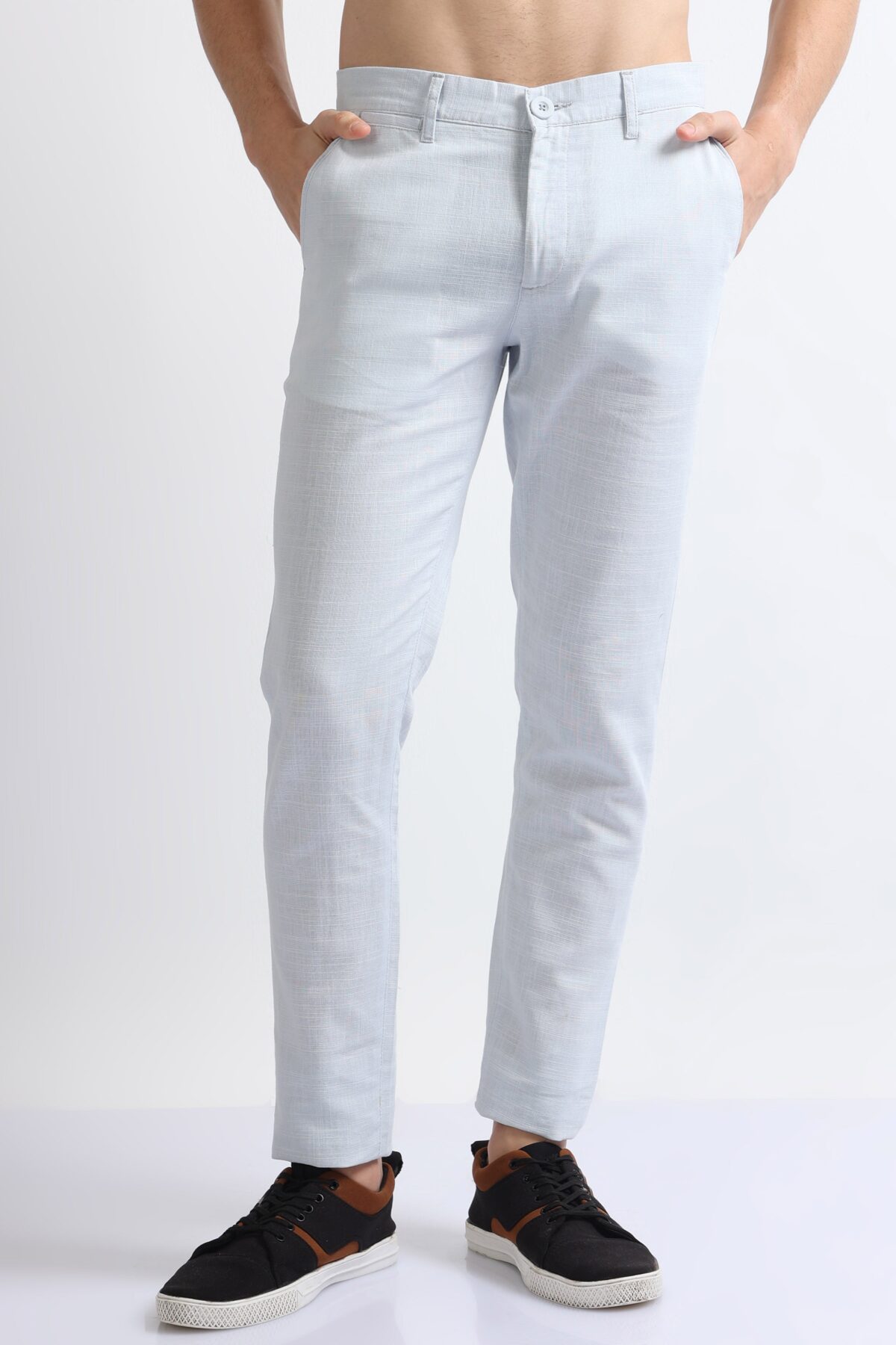 Men Premium Cotton-Linen Blend Pants | Sky Blue