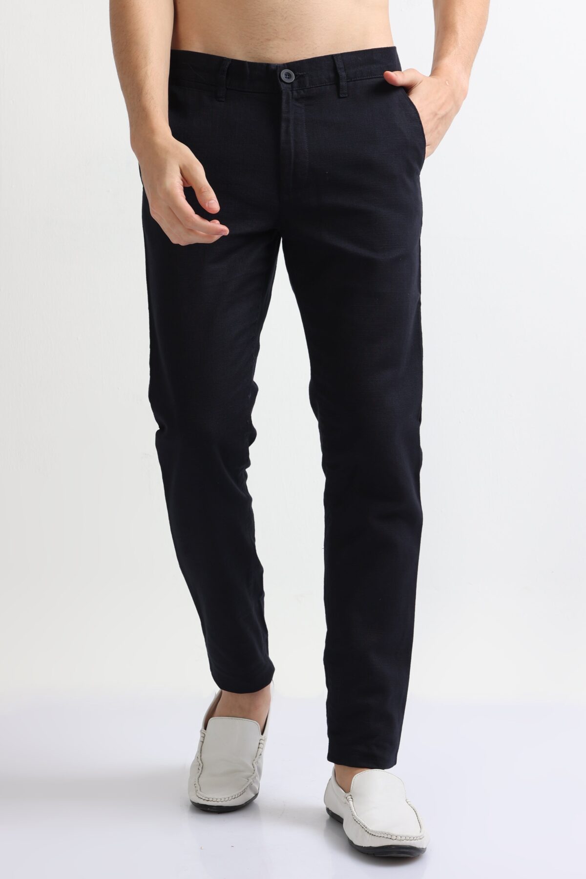 Men Premium Cotton-Linen Blend Pants | Navy