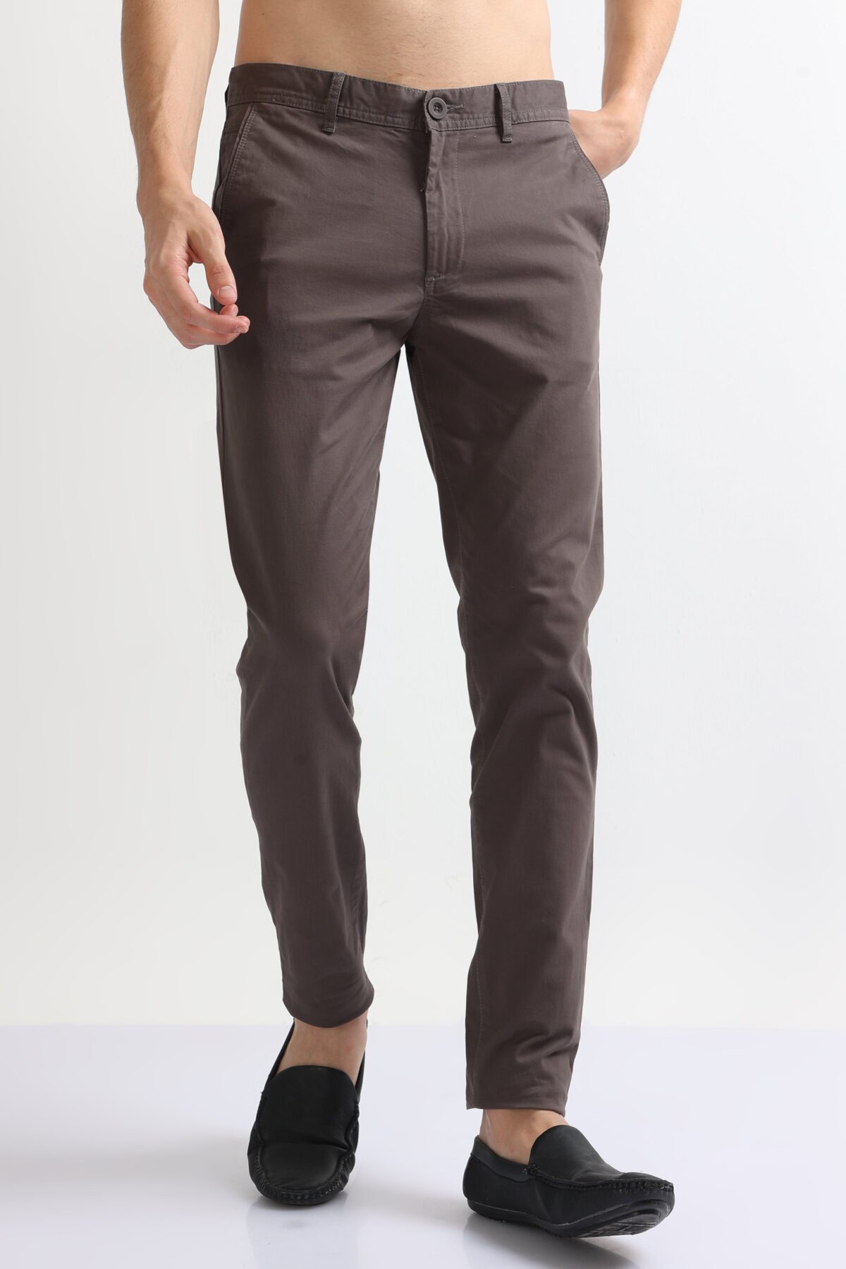 Men Slim Fit Cotton Twill Pants | Grey