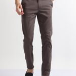 Men Slim Fit Cotton Twill Pants | Grey