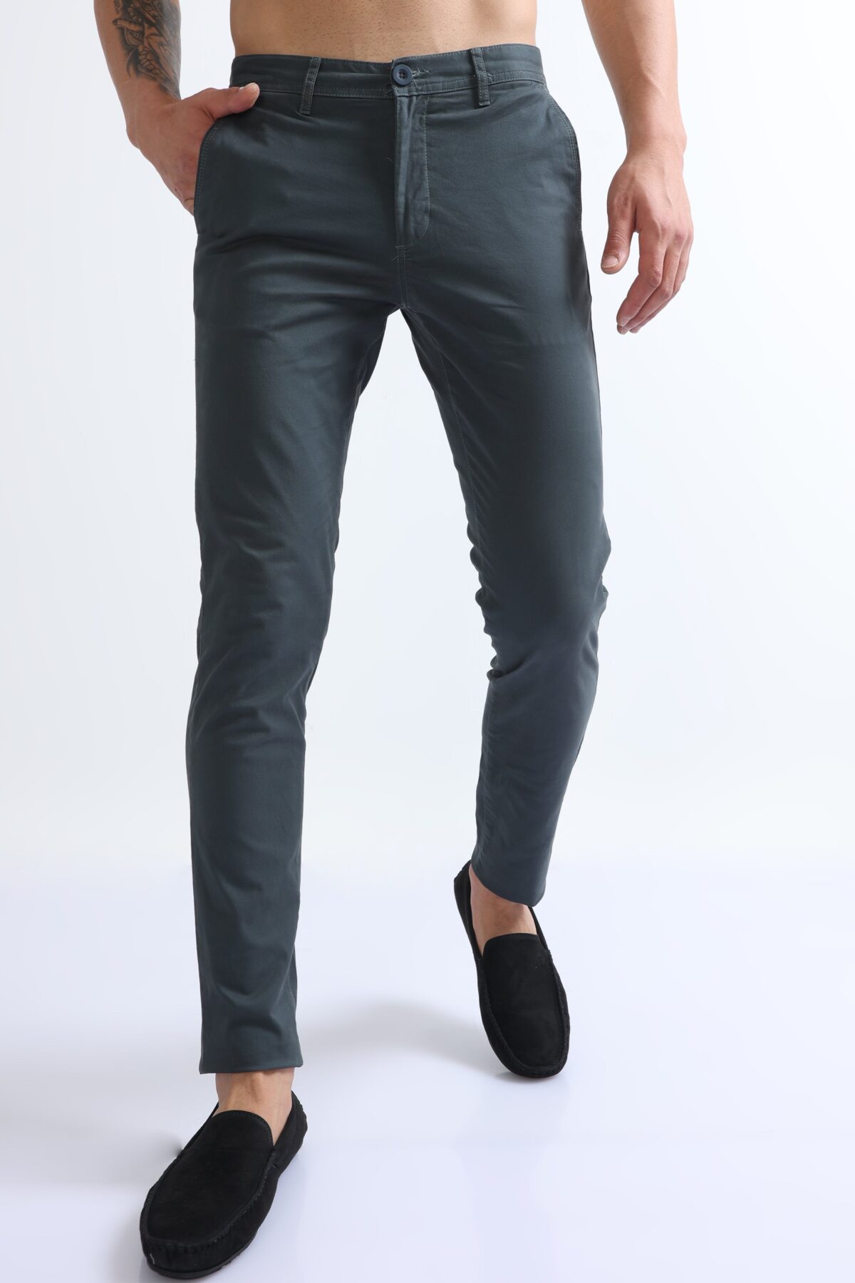 Men Slim Fit Cotton Twill Pants | Teal