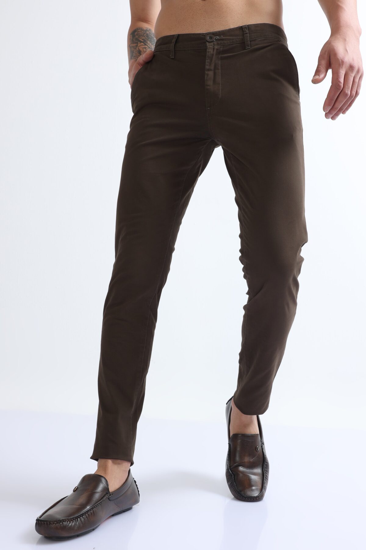 Men Slim Fit Cotton Twill Pants | Olive