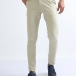 Men Slim Fit Cotton Twill Pants | Dark Beige