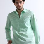 Pista Green Double Pocket Shirt with Cut and Sew Style