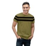 Black & Olive Striped Casual T-Shirt