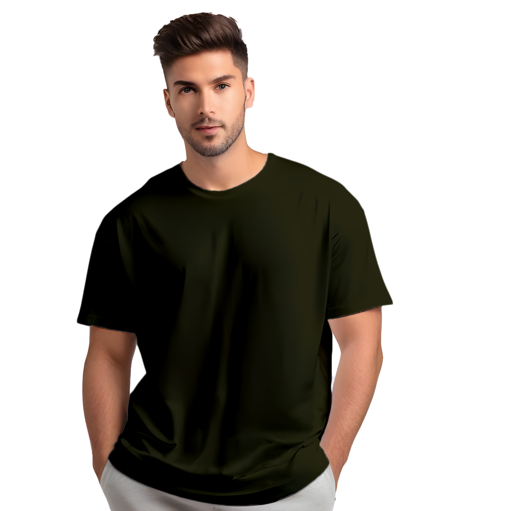Dark Olive Oversized Men T-Shirt with Drop Shoulders