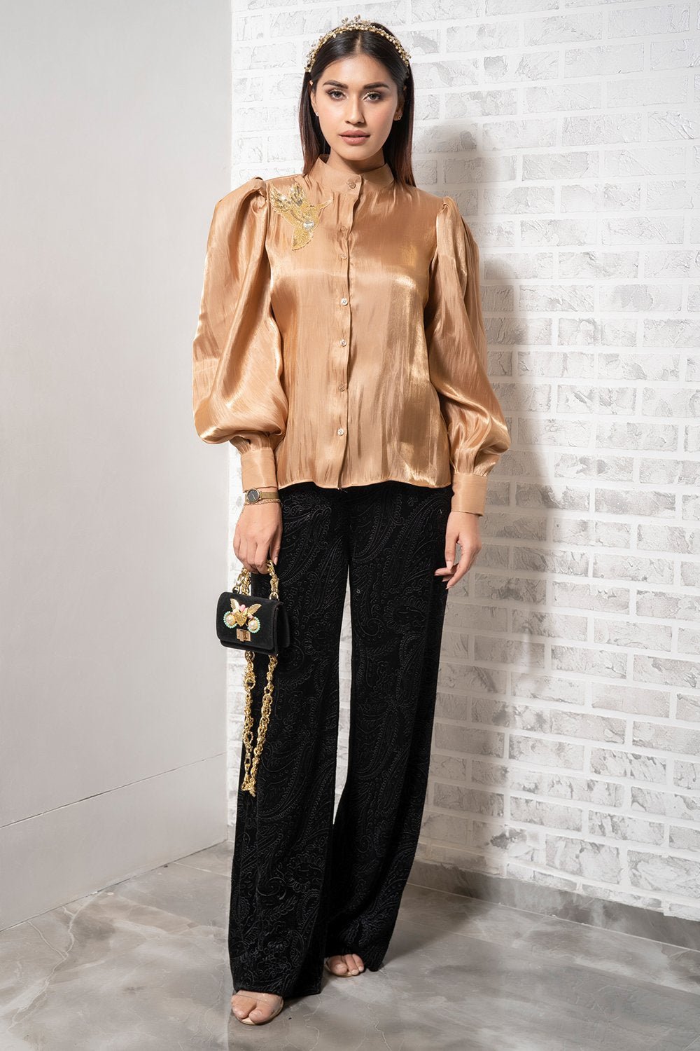 Coral Ballon Sleeve Shirt